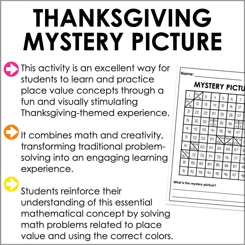 Thanksgiving Place Value Mystery Picture | Thanksgiving Math - Teacher Jeanell