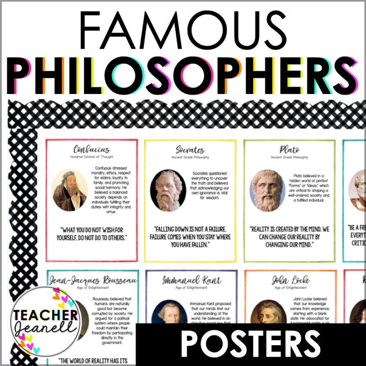 Thinkers and Philosophers Bulletin Board Poster Set - Philosophy Posters - Teacher Jeanell