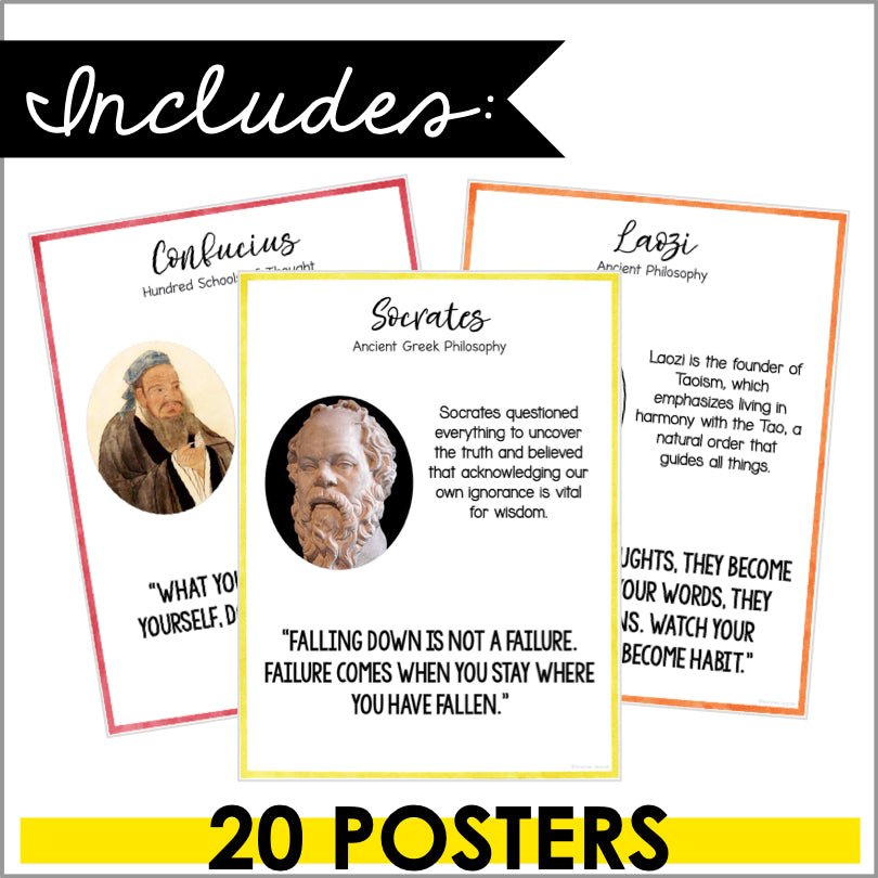 Thinkers and Philosophers Bulletin Board Poster Set - Philosophy Posters - Teacher Jeanell