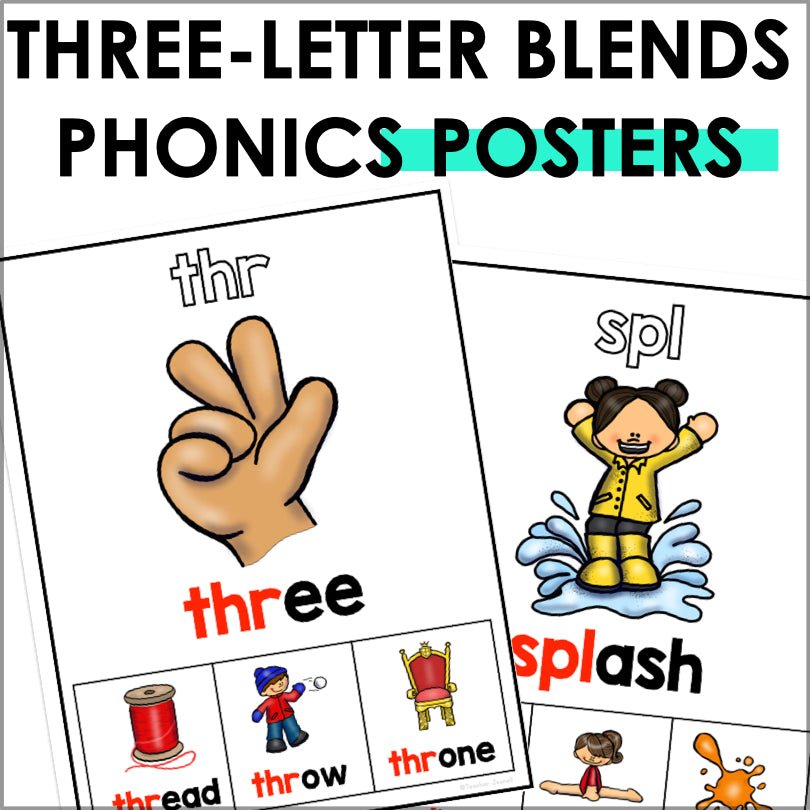 Three-Letter Blends Poster Set | Consonant Clusters - Teacher Jeanell