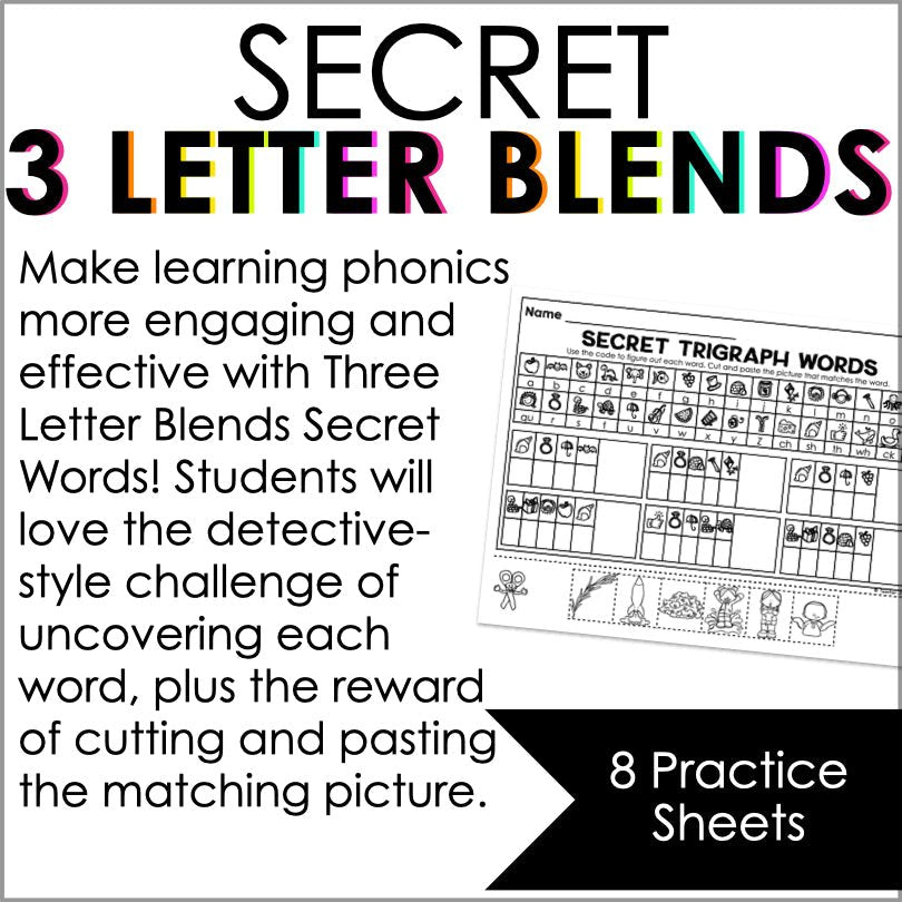 Three-Letter Blends Secret Words | Phonemic Awareness Activity - Teacher Jeanell