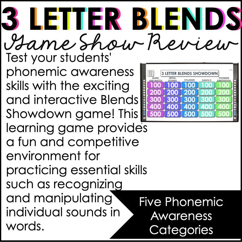 Three-Letter Blends Trigraphs Game Show | Phonemic Awareness Trivia - Teacher Jeanell