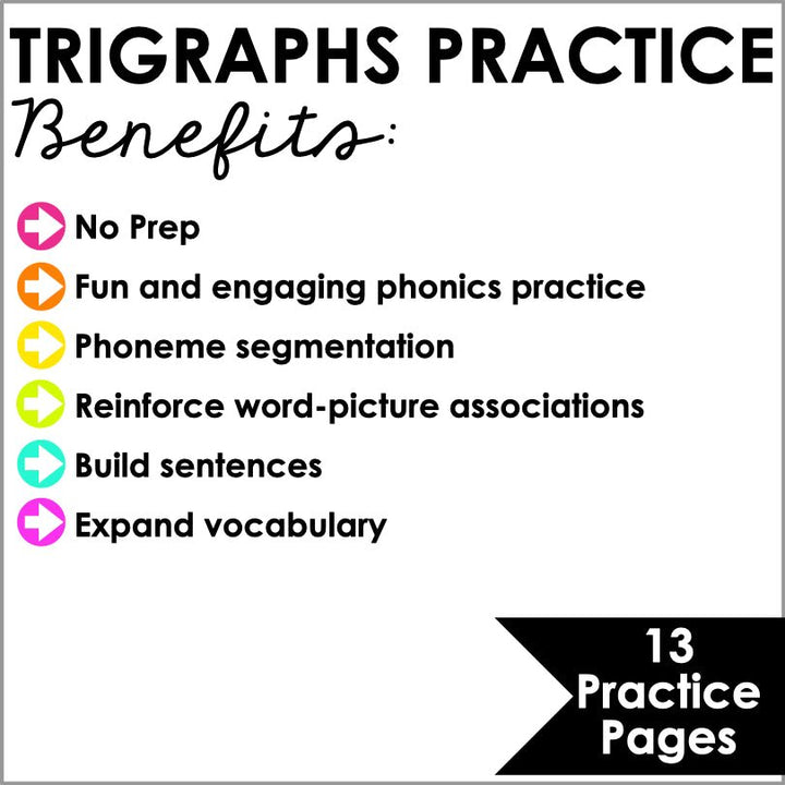 Trigraphs 3-Letter Blends Worksheets - Teacher Jeanell