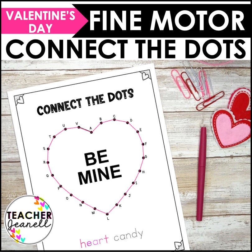 Valentine's Day Dot to Dot Puzzles - Valentine's Day Connect the Dots Printable - Teacher Jeanell