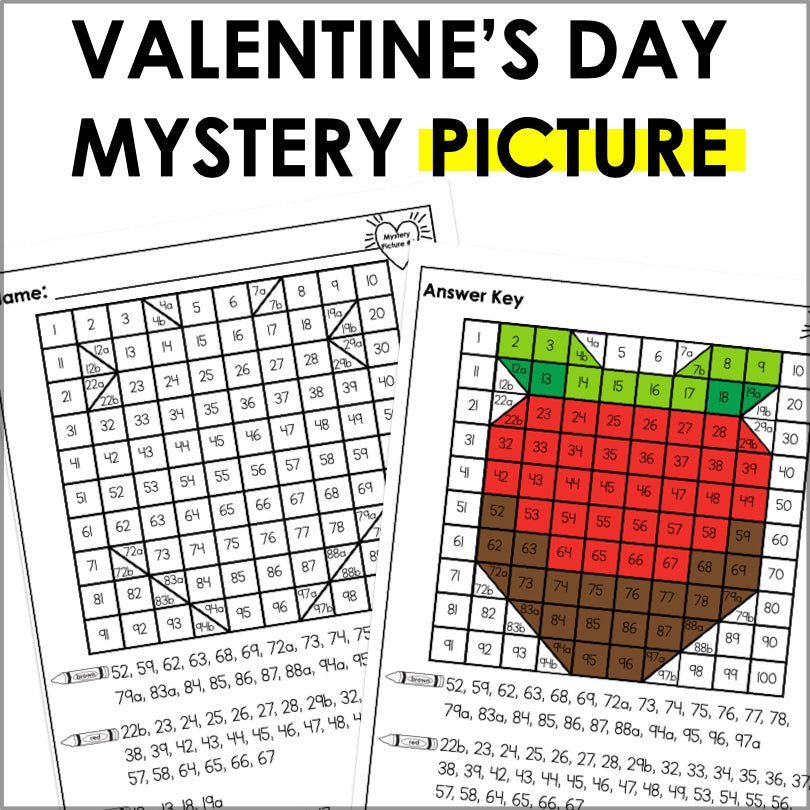 Valentine's Day Mystery Picture Hundreds Chart - Valentine's Day Math - Teacher Jeanell
