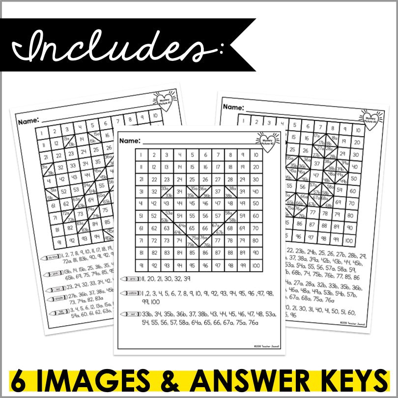 Valentine's Day Mystery Picture Hundreds Chart - Valentine's Day Math - Teacher Jeanell