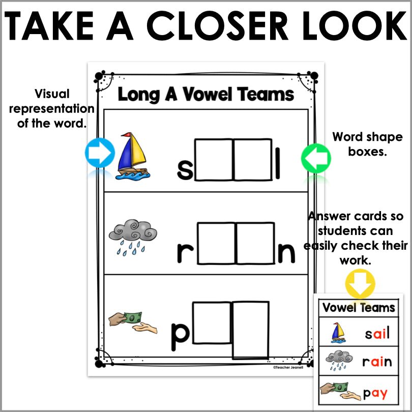 Vowel Teams Magnetic Letter Activities | Long Vowels Center - Teacher Jeanell